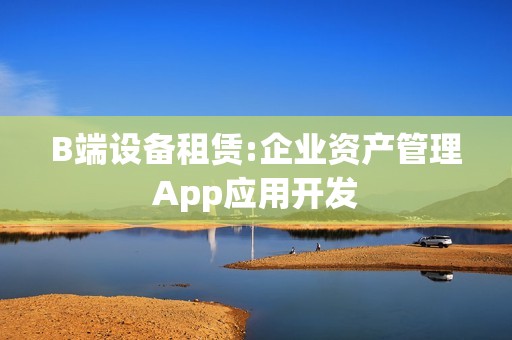 B端设备租赁:企业资产管理App应用开发