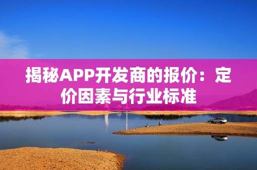 揭秘APP开发商的报价：定价因素与行业标准