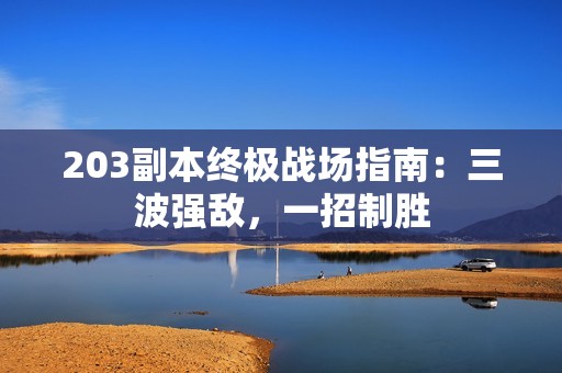 203副本终极战场指南：三波强敌，一招制胜