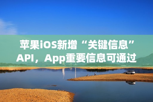 苹果iOS新增“关键信息”API，App重要信息可通过短信直达iPhone