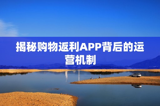 揭秘购物返利APP背后的运营机制