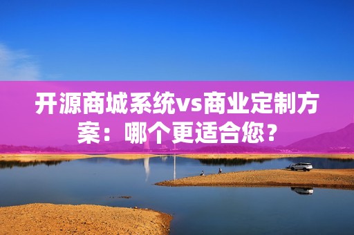 开源商城系统vs商业定制方案：哪个更适合您？