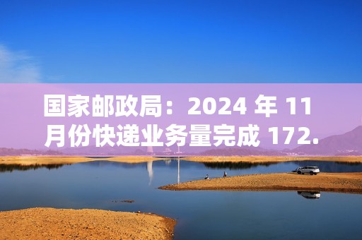 国家邮政局：2024 年 11 月份快递业务量完成 172.1 亿件，同比增长 14.9%