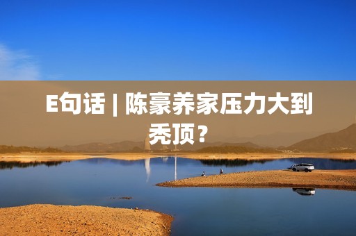E句话 | 陈豪养家压力大到秃顶？