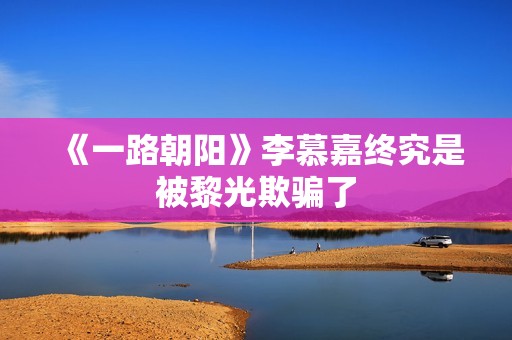 《一路朝阳》李慕嘉终究是被黎光欺骗了