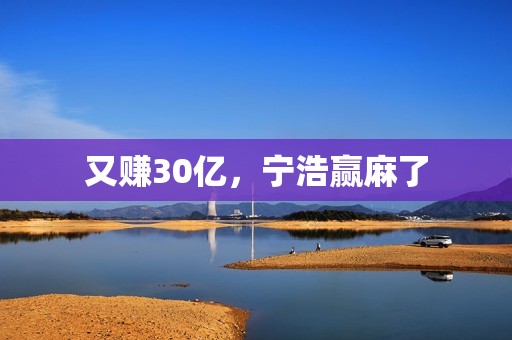 又赚30亿，宁浩赢麻了