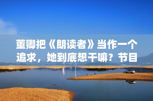 董卿把《朗读者》当作一个追求，她到底想干嘛？节目分析(朗读者董卿朗读的文章)