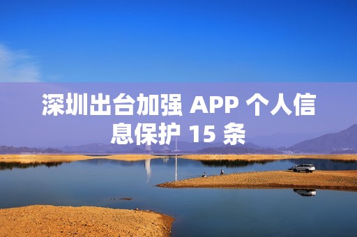 深圳出台加强 APP 个人信息保护 15 条