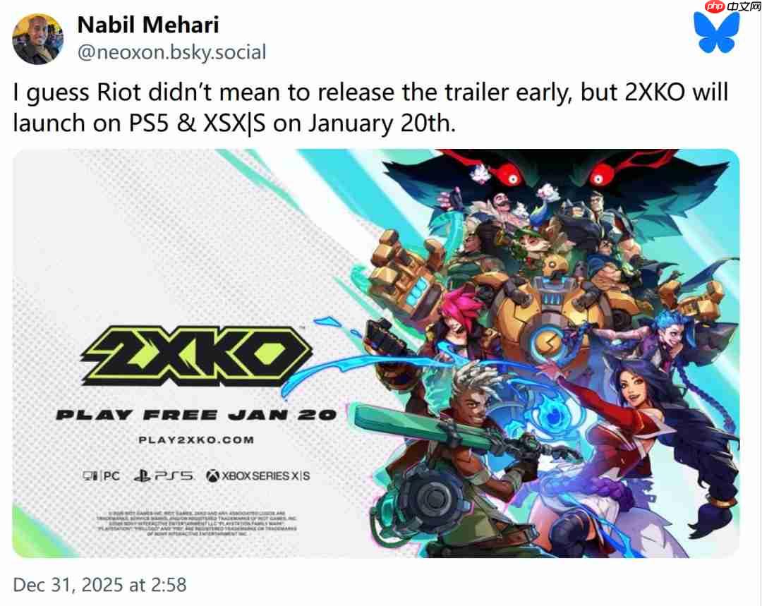 免费格斗游戏《2XKO》2026年1月20日离开抢先体验