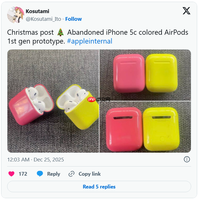 遗憾！苹果曾测试粉/黄色AirPods 