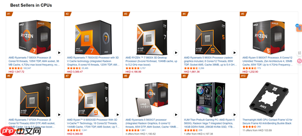 AM4老兵不死：锐龙7 5800X登上销量榜首！前十有4款是AM4