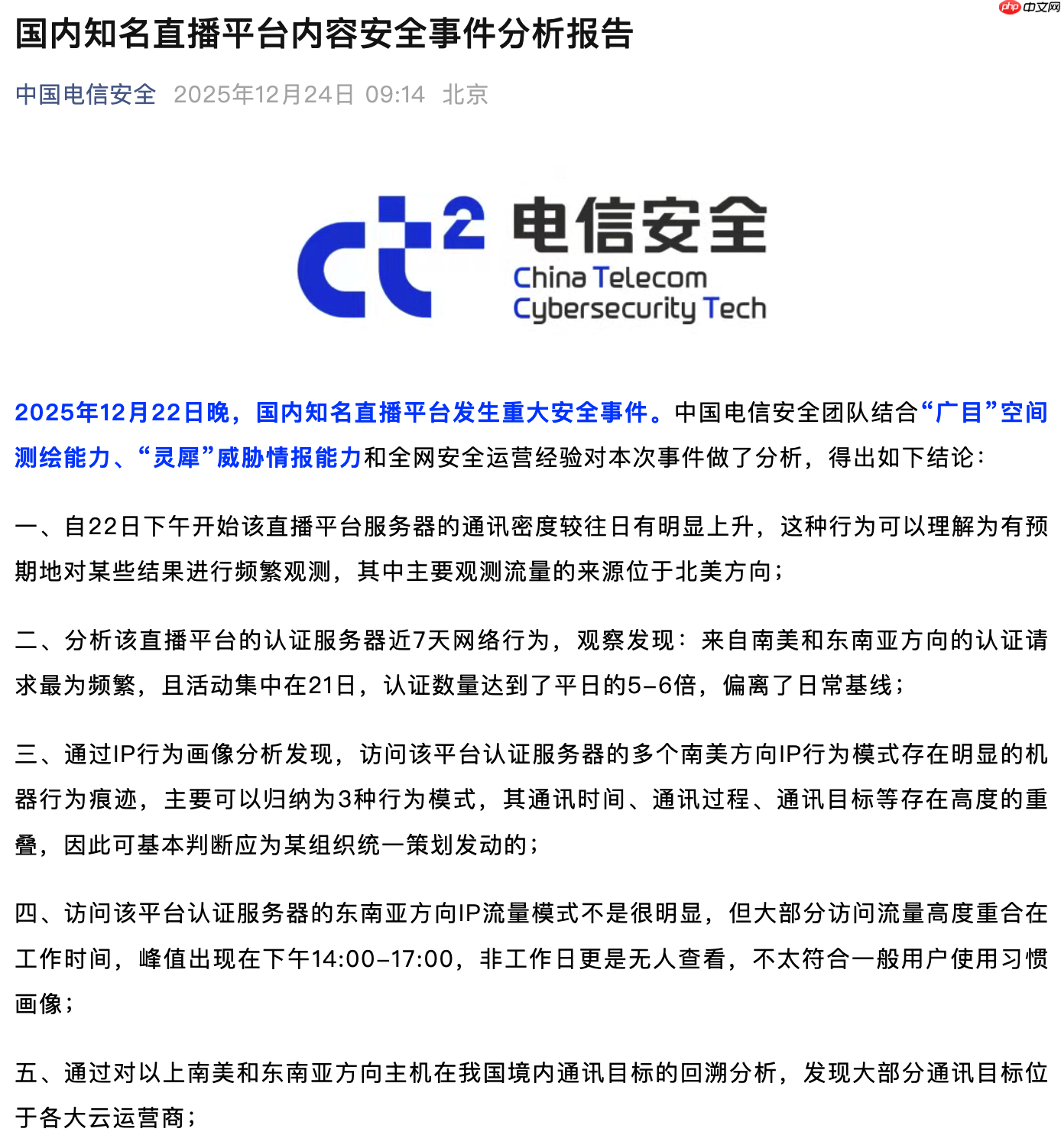 中国电信安全团队分析“快手遭攻击事件”：疑似攻击来源主机集中在南美、有组织、有预谋