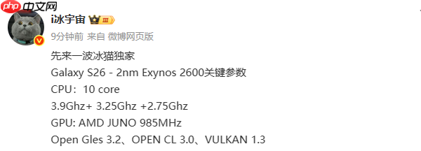 三星2nm自研心片设计曝光 CPU十核 S26系列搭载？