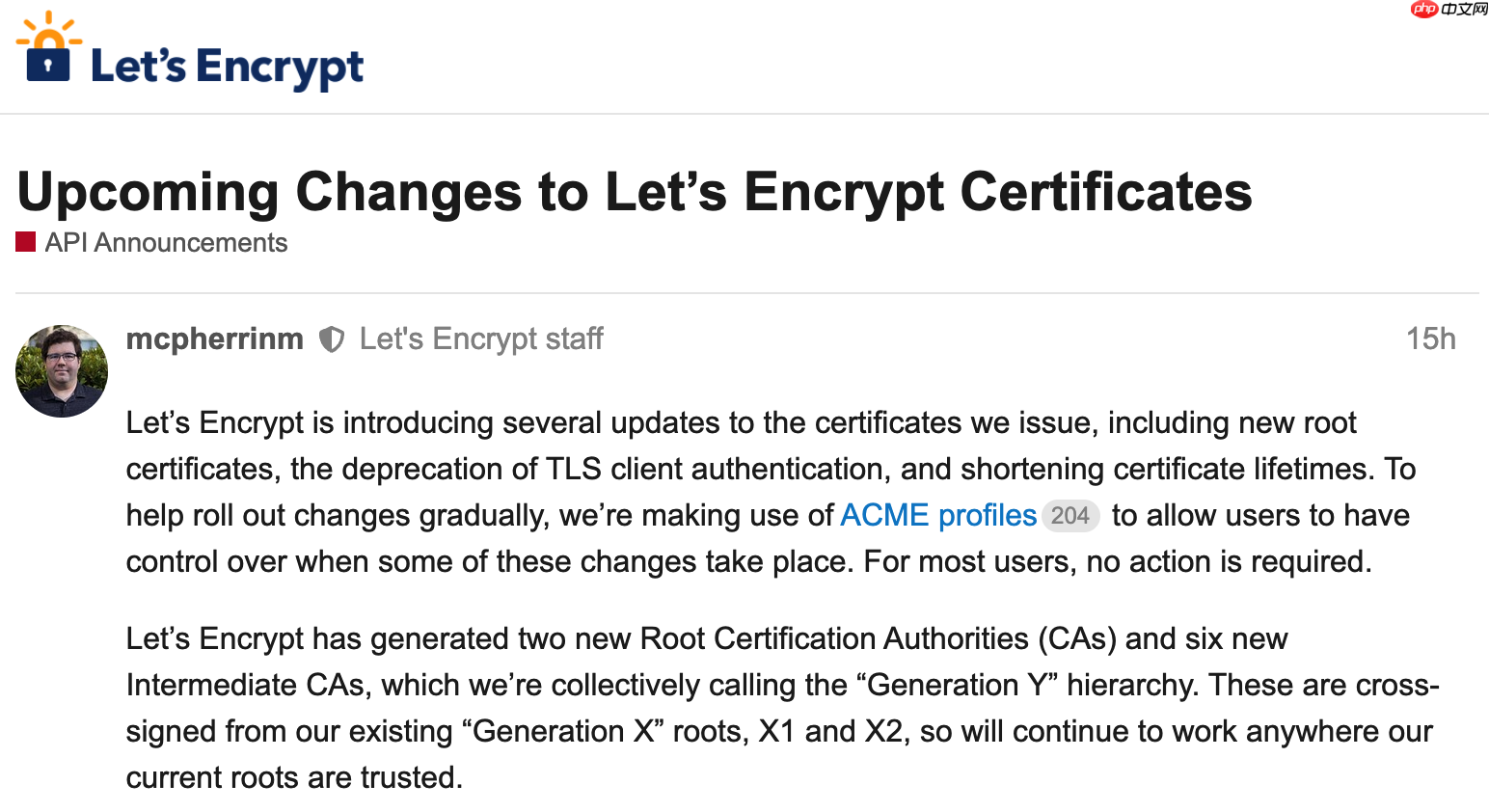 Let’s Encrypt 将启用新一代证书信任层级 Generation Y