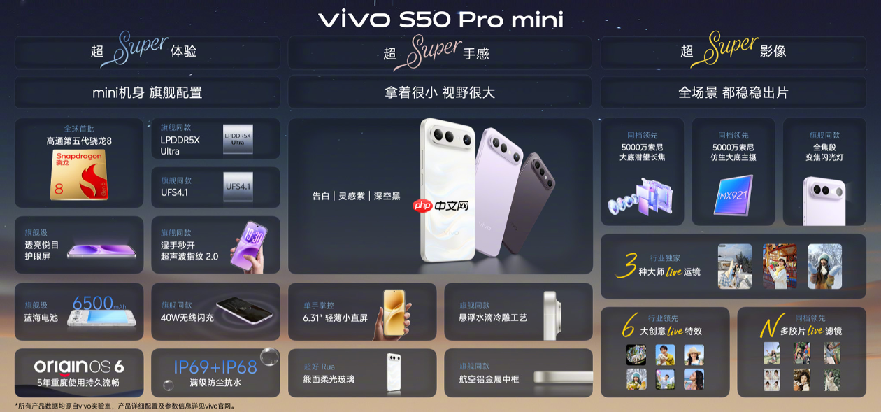 vivo S50系列正式发布：骁龙8sGen3/骁龙8Gen5双杯影像小直屏