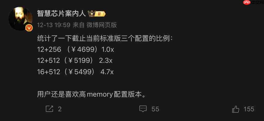 HUAWEI Mate 80 标準版销售评佔比数据曝光！最好卖係竟然係「呢一款」，销量高出接近 5 倍？