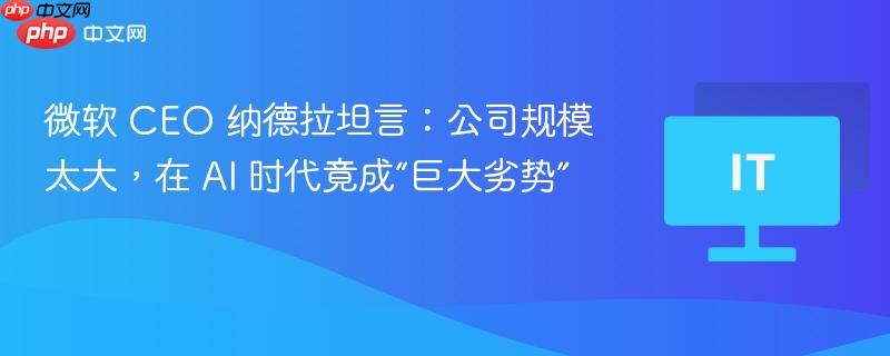 微软 CEO 纳德拉坦言：公司规模太大，在 AI 时代竟成“巨大劣势”
