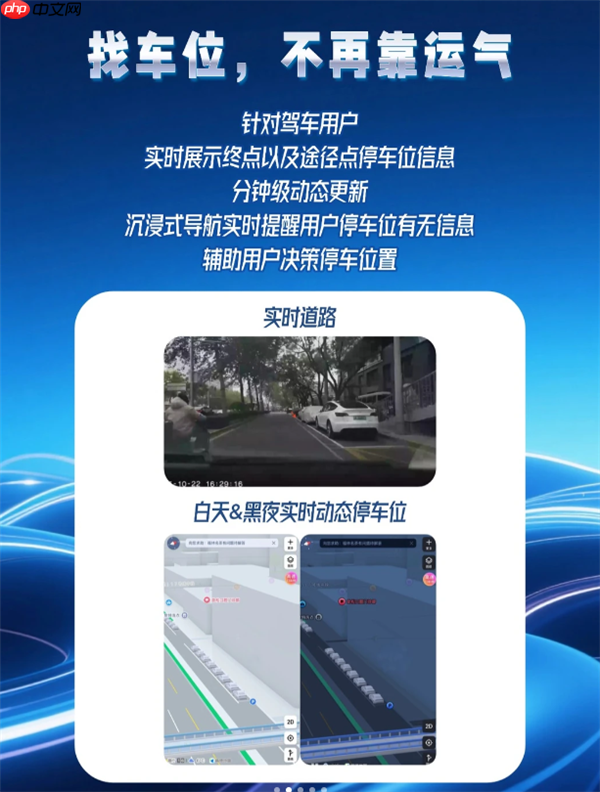 高德地图上线道路实时动态停车位显示：有没有车一眼看见，不用再碰运气