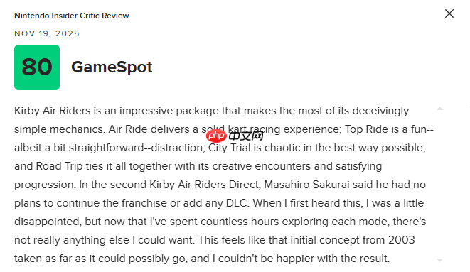 《星之卡比：空中骑士》M站均分78分：对原作理念的极致发挥