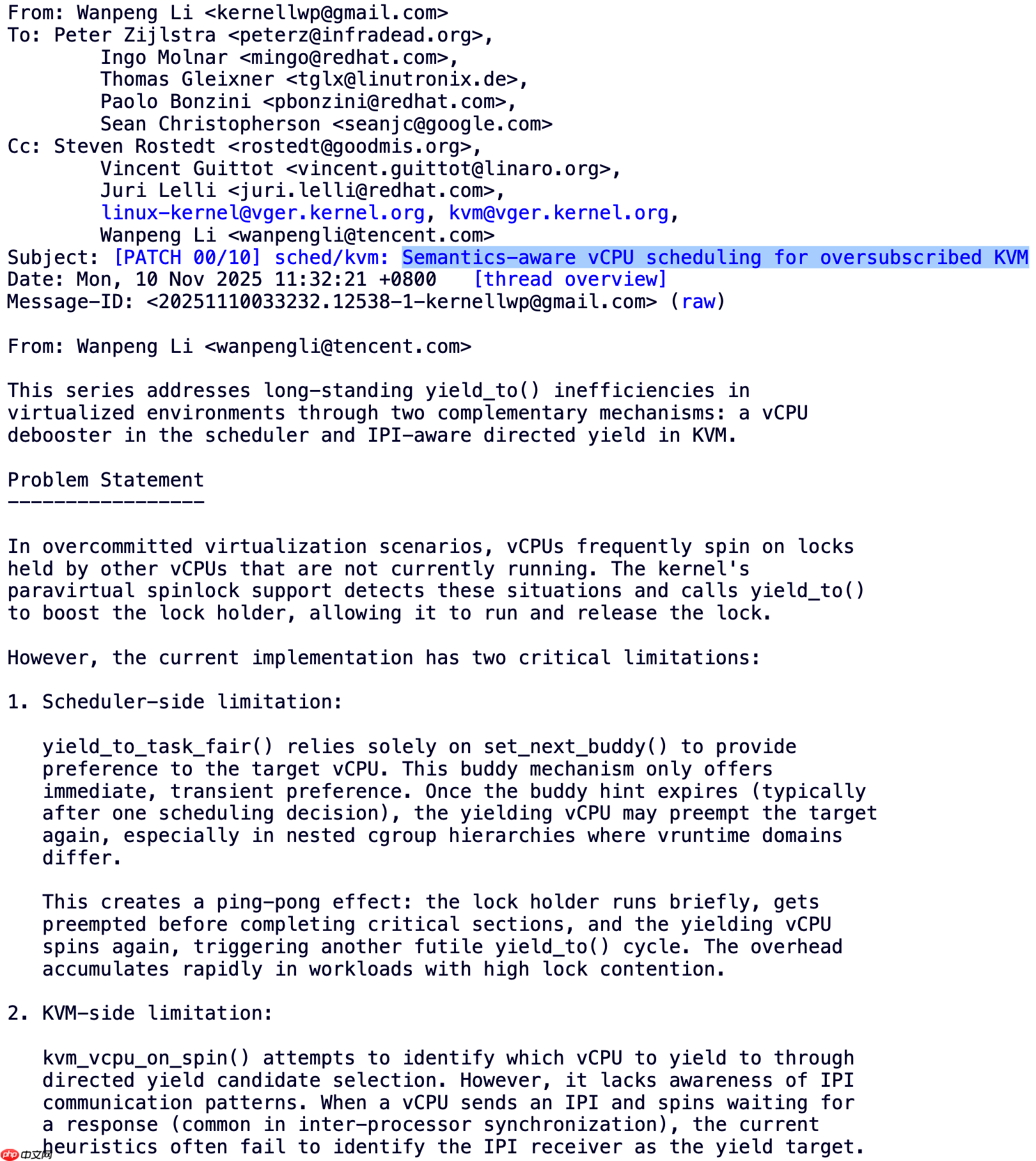 腾讯工程师提出“语义感知 vCPU 调度”方案，大幅提升 KVM 超额订阅虚拟机性能