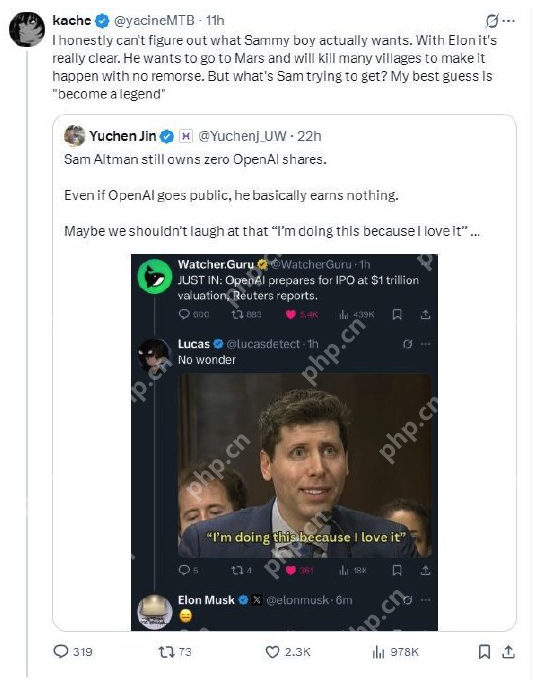 奥特曼回应OpenAI上市质疑：后悔当初没要股权，否则能少点阴谋论 - php中文网