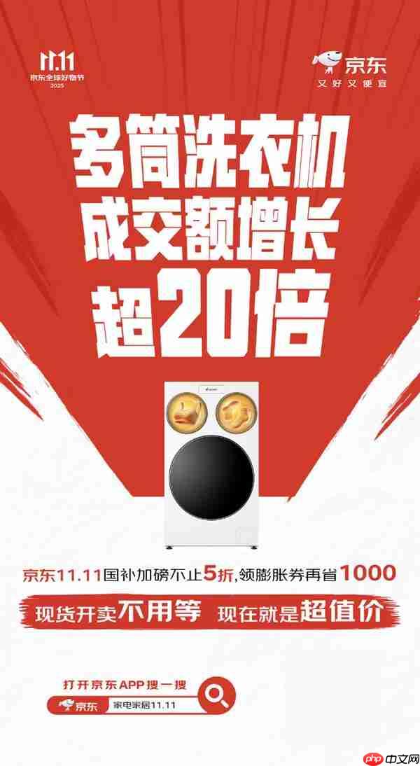 多筒洗衣机成交额增长超20倍！京东家电家居11.11引领消费趋势