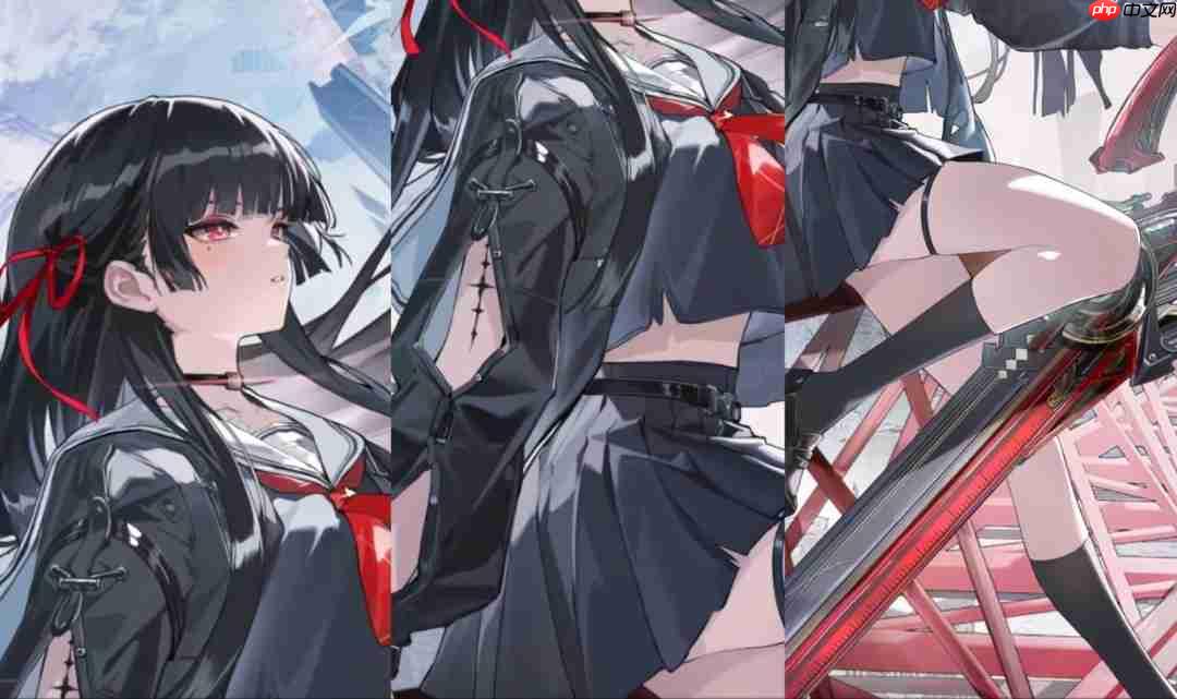 《鸣潮》新共鸣者千咲立绘图 黑长直JK少女