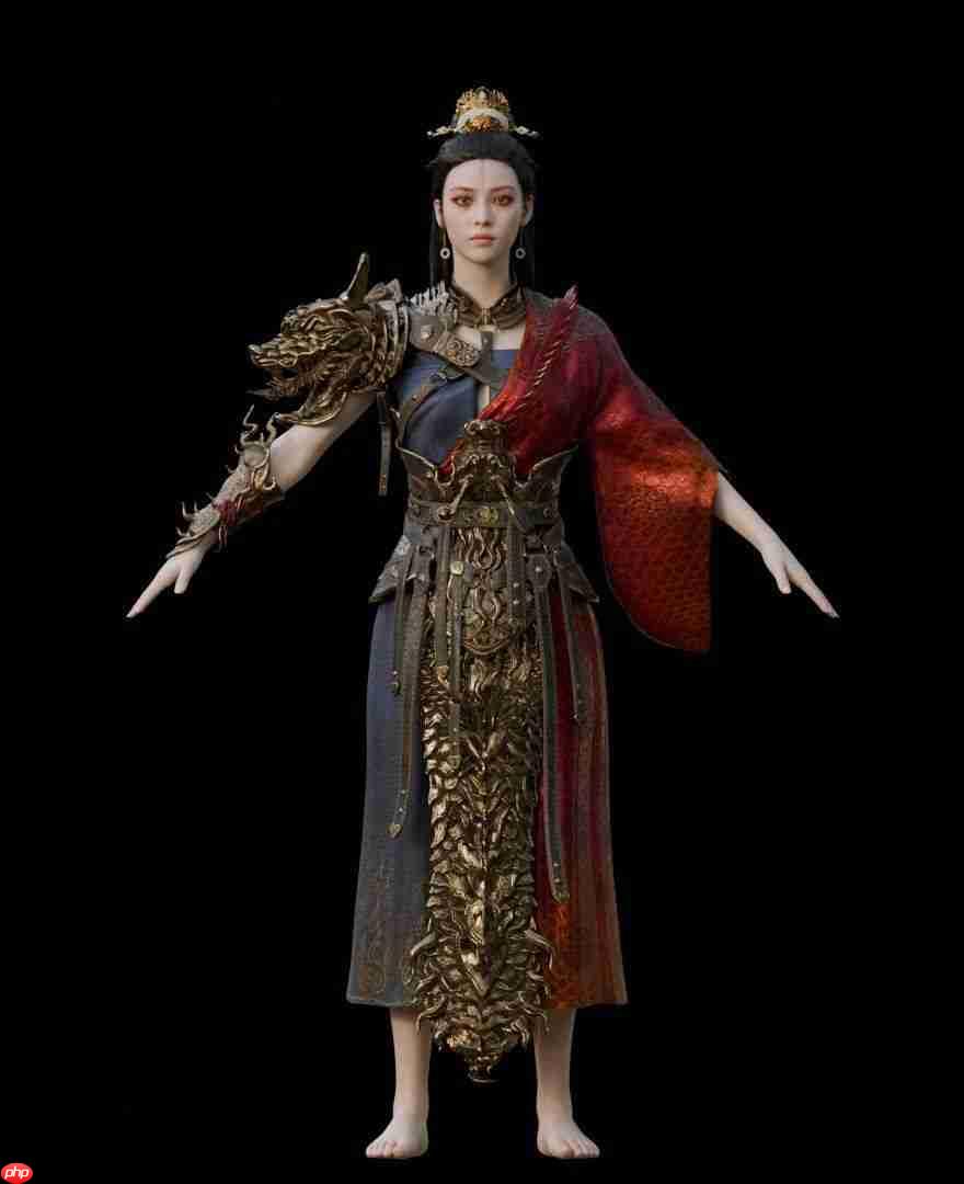 《黑神话：悟空》亢金星君3D模型图  与亢金龙嬉戏