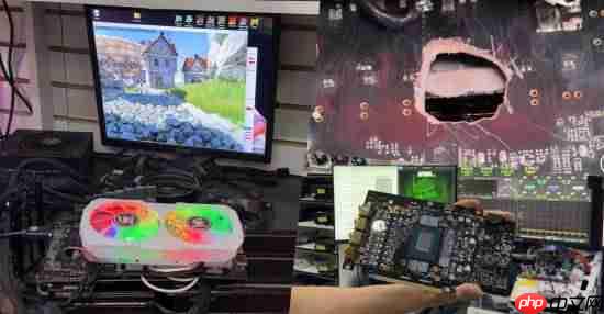 RTX 5070 Ti烧毁出现一个大洞！竟然嫁接AMD RX 580救活了