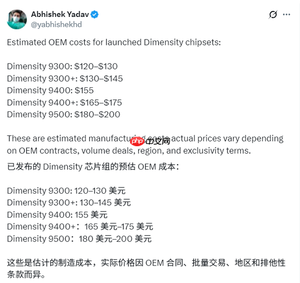 相同的3nm工艺：天玑9500要比第五代骁龙8至尊版便宜50%以上！