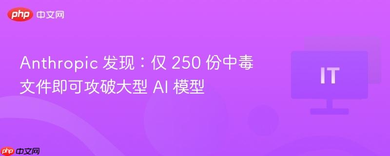Anthropic 发现：仅 250 份中毒文件即可攻破大型 AI 模型