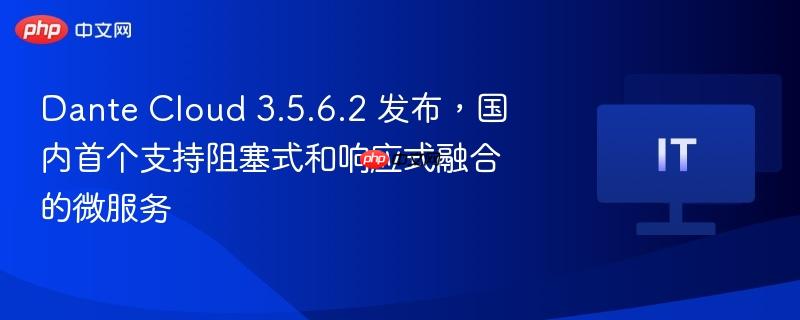 Dante Cloud 3.5.6.2 发布，国内首个支持阻塞式和响应式融合的微服务