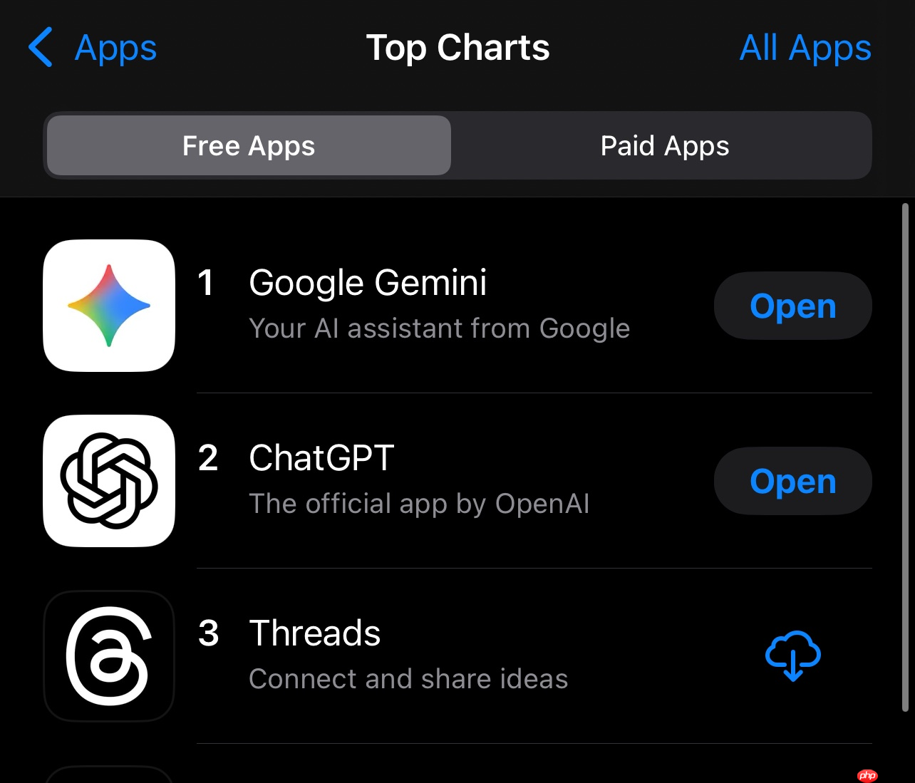 “google gemini”登顶 app store 免费榜榜首