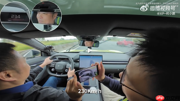 何小鹏驾驶新小鹏P7德国高速狂飙：雨天开234km/h