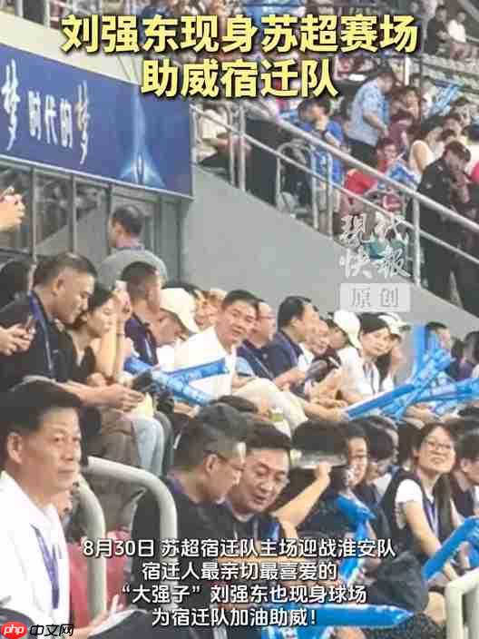 京东刘强东现身苏超观众席，为宿迁队主场迎战淮安队加油助威