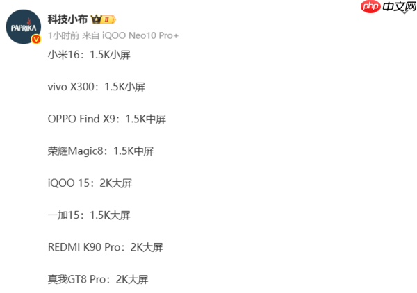 下半年各品牌旗舰机屏幕配置曝光：米OV耀主推1.5K屏