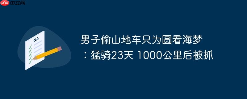 男子偷山地车只为圆看海梦 ：猛骑23天 1000公里后被抓