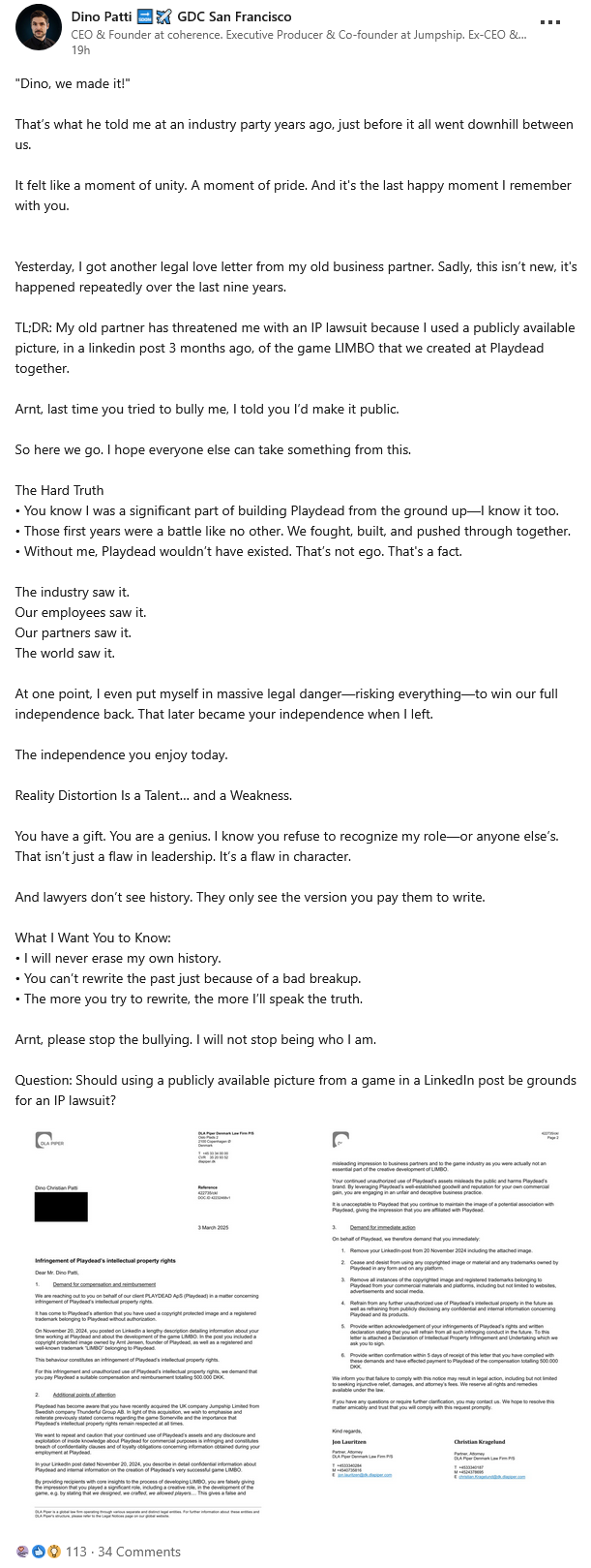 Playdead Studios内部纷争：从辉煌到分裂