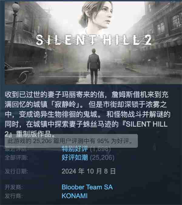 《寂静岭2：重制版》已在Steam国区解禁 标准版392元