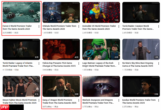 拉瑞安《神界》预告获本届TGA最高看量！马东锡主演新作《龙帮》排名第二