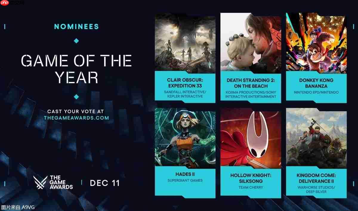 The Game Awards 2025公布各奖项提名游戏名单